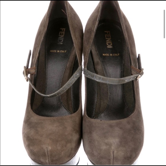 🔥Fendi Maryjane Taupe Suede Platform Heels🔥 - Picture 2 of 5